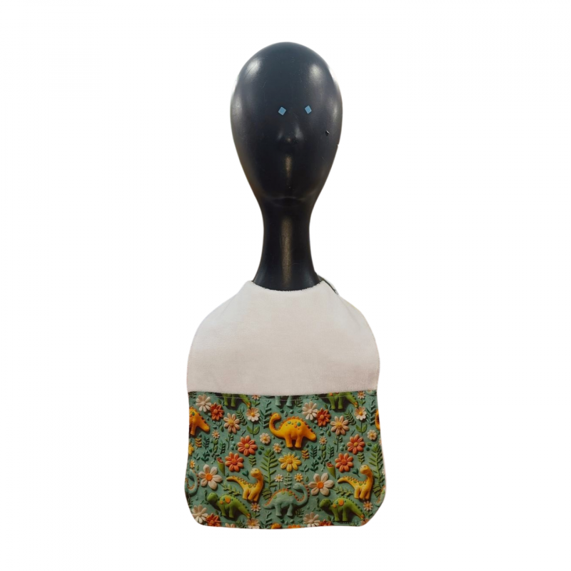 babero impermeable Dinosaurios 3D Flores - Blanco +6 m