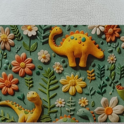 babero impermeable Dinosaurios 3D Flores - Blanco +6 m