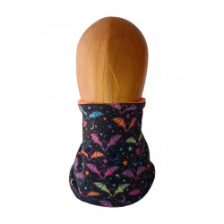 Cuello polar infantil estampado murciélagos coloridos con interior polar naranja