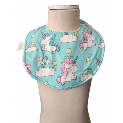 Babero 0-6 meses unicornios nubes